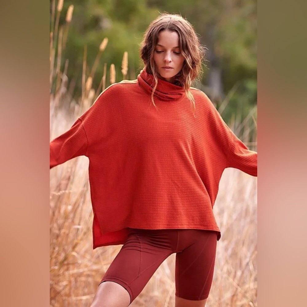 Free People Movement NWOT Can’t Handle This Ribbed Turtleneck Orange Sz Medium
